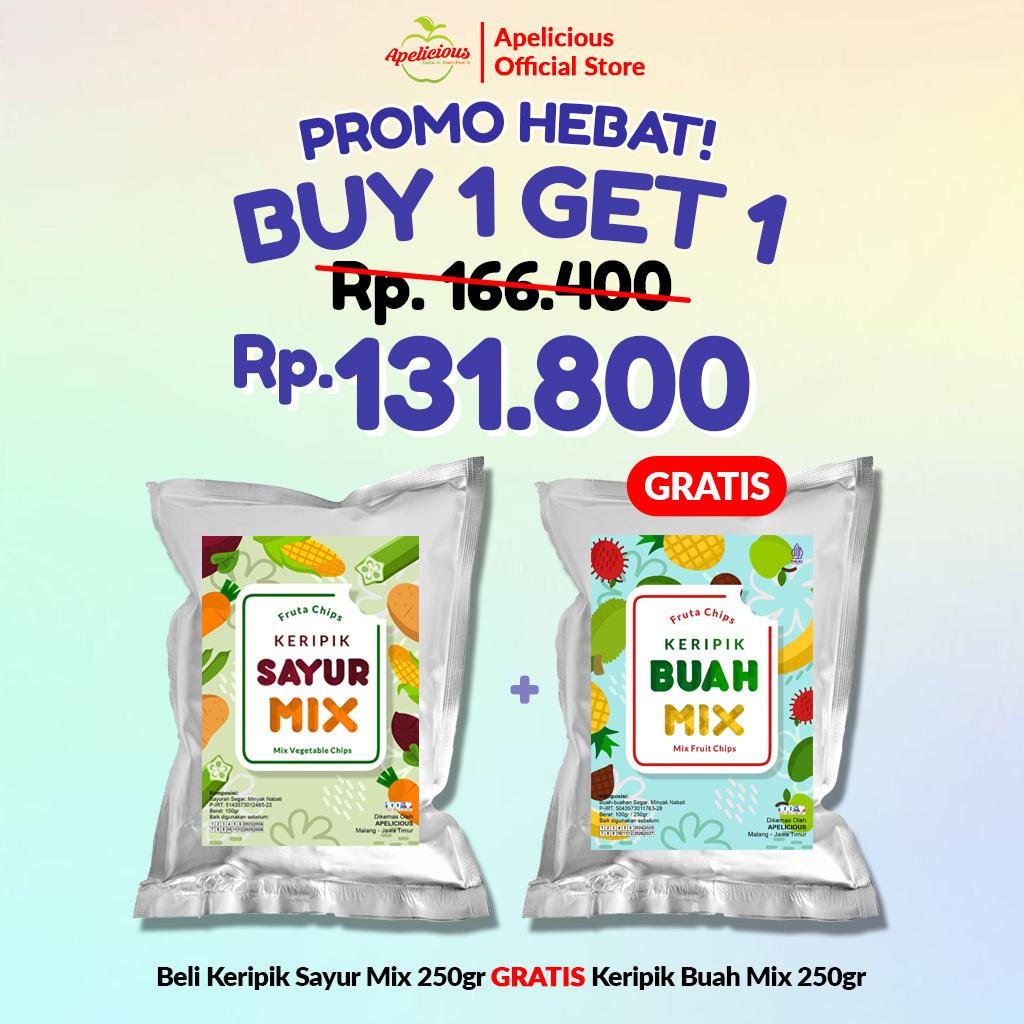 Keripik Sayur Mix Original 250gr / Keripik Buah Mix 250gr + GRATIS Keripik Mix Buah 250gr / GRATIS Keripik Apel 250gr - Food, Manis