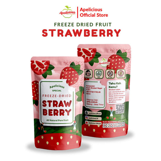 Keripik Buah Strawberry APELICIOUS Kering - FD Strawberry - Food, Snack