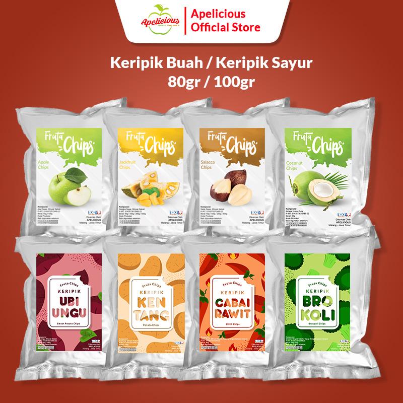 Keripik Buah / Keripik Sayur Kripik Buah Apel Nangka Salak Pisang Fruta 100 gram - Food