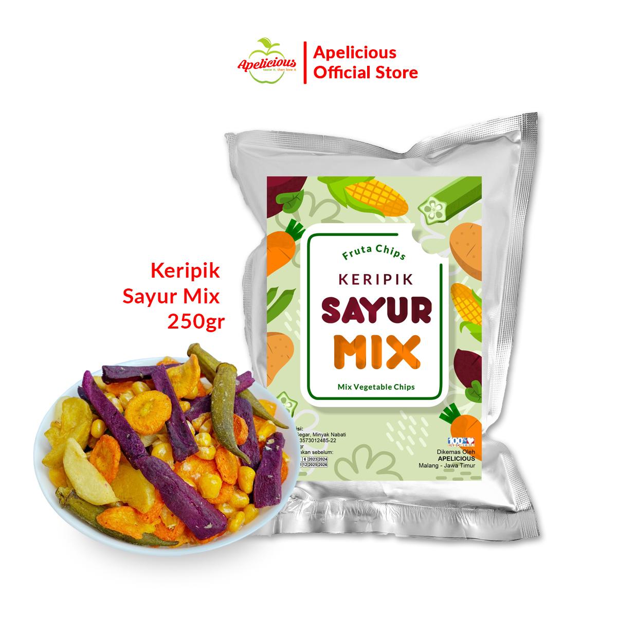 KERIPK SAYUR MIX ORIGINAL 250g + KERIPIK BUAH MIX 250gr GRATIS KERIPIK APEL 250gr - Food, Snack