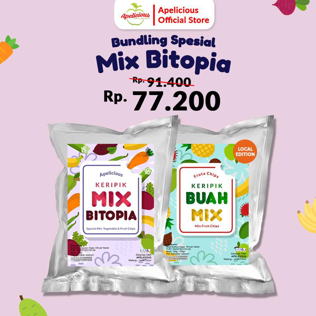 Bundling Spesial Keripik Mix Bitopia + Keripik Buah Mix Lokal 100gr - Food, Snack, Chips, Kripik