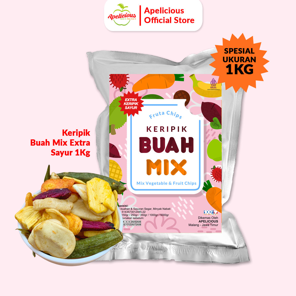 KERIPIK BUAH MIX EXTRA KERIPIK SAYUR / KERIPIK BUAH MIX / KERIPIK SAYUR MIX 1KG - Food, Kripik, Camilan, Chips, Kering