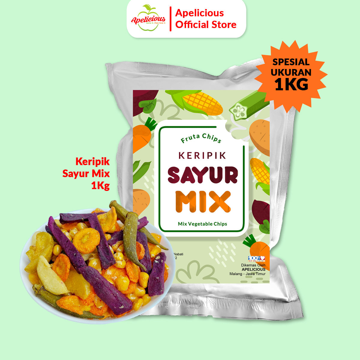 KERIPIK BUAH MIX EXTRA KERIPIK SAYUR / KERIPIK BUAH MIX / KERIPIK SAYUR MIX 1KG - Food, Kripik, Camilan, Chips, Kering