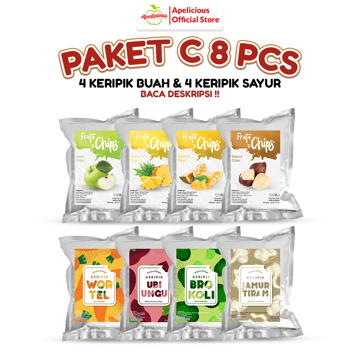 Paket HEMAT 8pcs KERIPIK (Buah, Sayur, KRUPUK Buah) - Kripik, Snack, Food, Makanan
