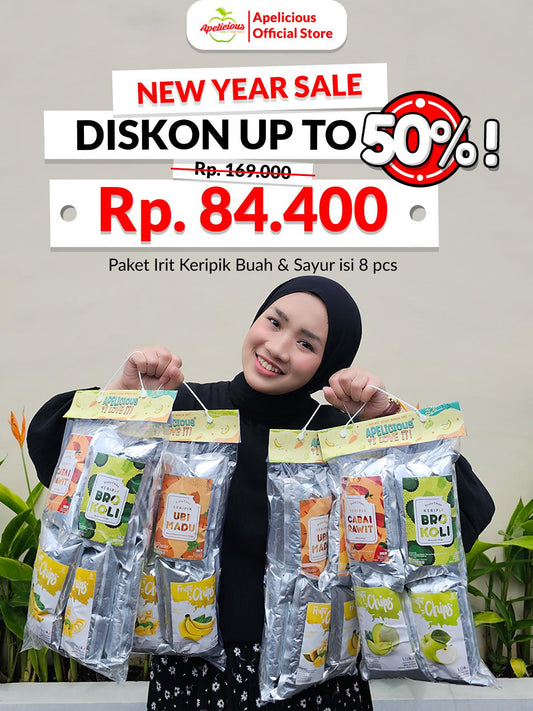 Paket Irit Keripik Buah dan Sayur Apelicious Isi 8pcs 35gr Nangka, Wortel, Brokoli, Cabai Rawit - Food, Snack