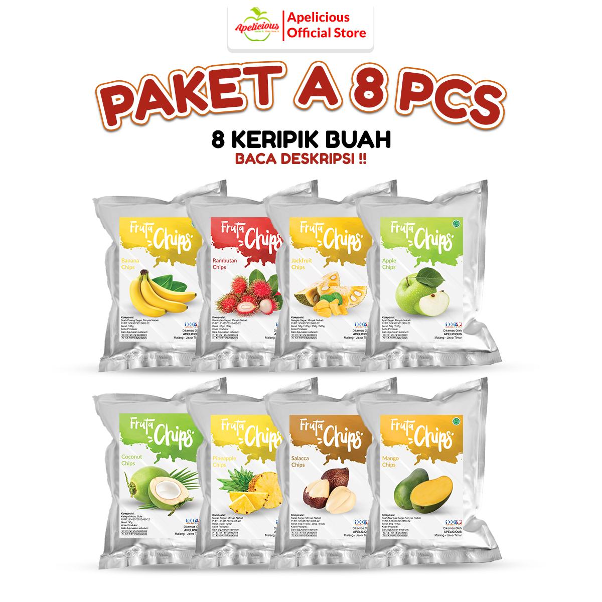 Paket HEMAT 8pcs KERIPIK (Buah, Sayur, KRUPUK Buah) - Kripik, Snack, Food, Makanan