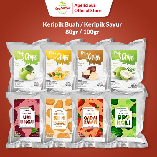 Keripik Buah / Keripik Sayur Kripik Buah Apel Nangka Salak Pisang Fruta 100 gram - Food