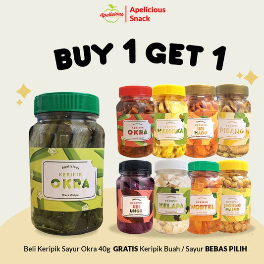 [GRATIS KERIPIK BUAH SAYUR] KERIPIK SAYUR OKRA 40gr Mini Toples
