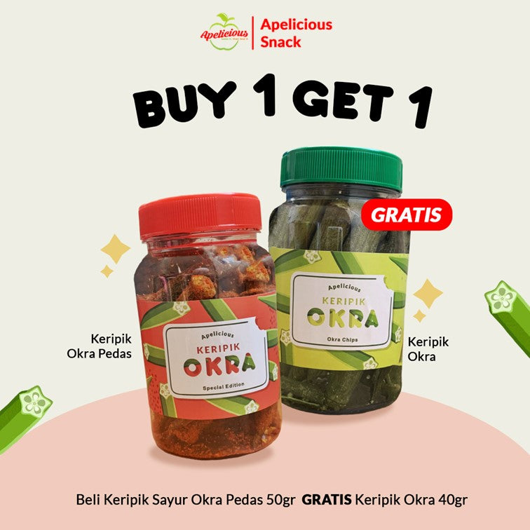[GRATIS KERIPIK BUAH SAYUR] KERIPIK SAYUR OKRA 40gr Mini Toples