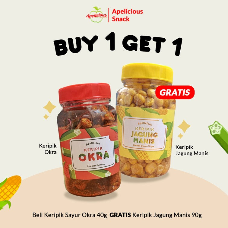 [GRATIS KERIPIK BUAH SAYUR] KERIPIK SAYUR OKRA 40gr Mini Toples