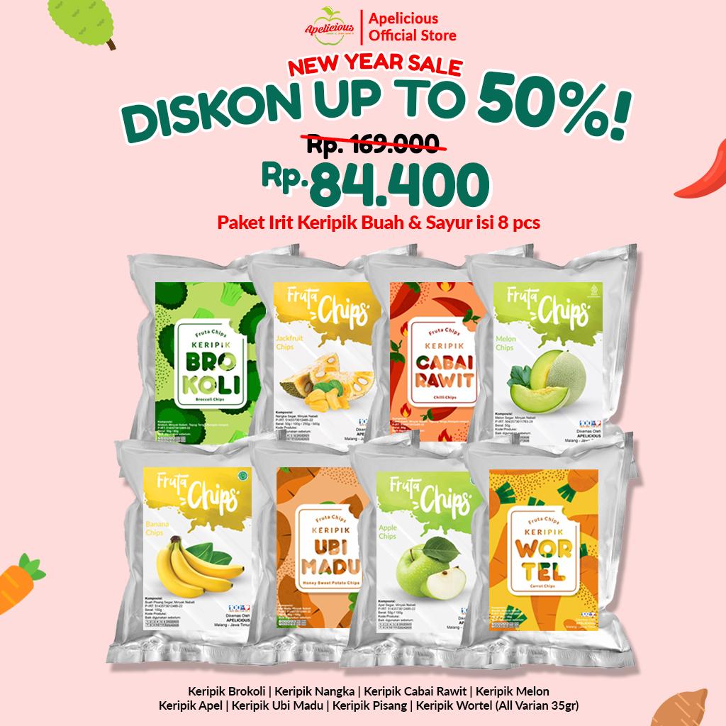 Paket Irit Keripik Buah dan Sayur Apelicious Isi 8pcs 35gr Nangka, Wortel, Brokoli, Cabai Rawit - Food, Snack